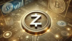 Image featuring the ZCash (ZEC) coin, emphasizing the futuristic theme with its original logo.